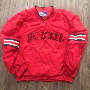 Vintage Pro Player NC State Wolfpack Windbreaker Pullover Jacket Red XL